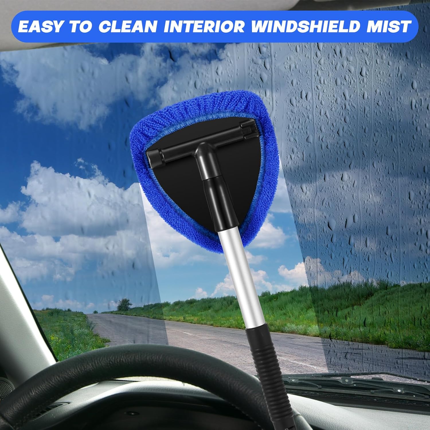 Microfiber Car Windshield Cleaning Tool -  Glass Brush for Windows, Adjustable Size for Effective Glass Cleaning Washing