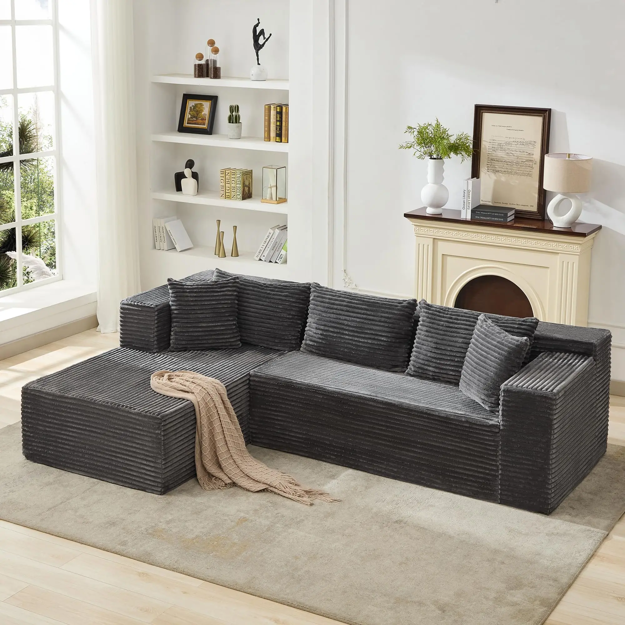 Garvee Modular Cloud Sofa, 106-inch Modular Sofa, Comfortable and Plush L-Shaped Living Room Sofa, Large Deep Seat Sofa Bed, No Assembly Required