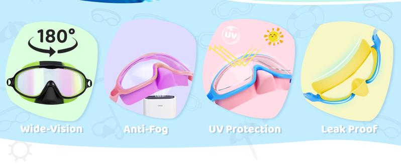 Vvinca Kids pool accessories-2 Pcs-Swim-Goggles with Nose Cover,   Wide View Anti Fog UV Anti Shattered Lens for Kids 3-6/6-15 #TikTokShopBlackFriday