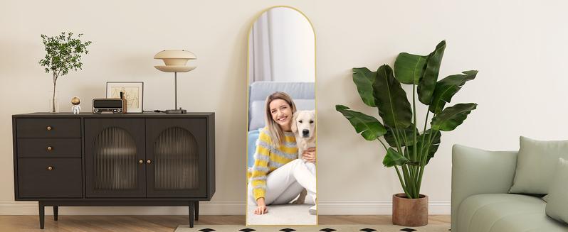 【Deal】Full Length Mirror Hanging or Leaning Against Wall, with Stand Aluminum Alloy Thin Frame for Living Room Bedroom Decorating Home
