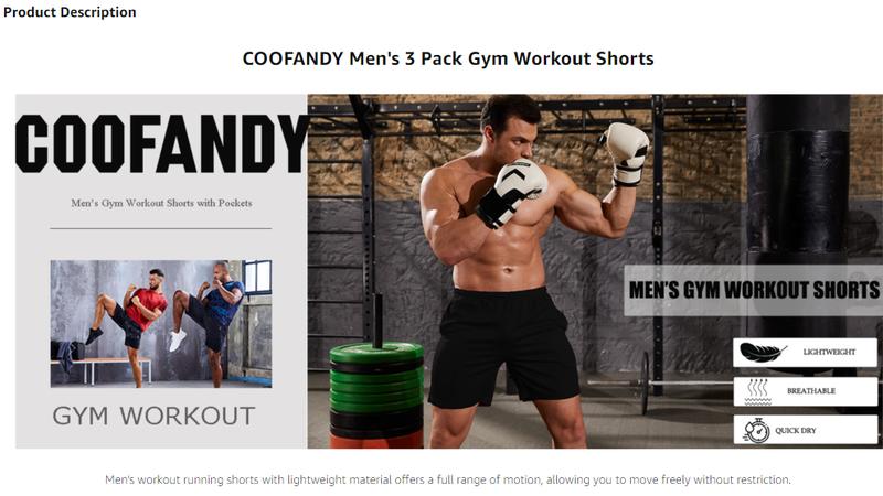 COOFANDY Men's 3 Pack Workout Gym Shorts Mesh Athletic Shorts Lightweight Bodybuilding Training Quick Dry Short Pants with Elastic Waistband & Adjustable Drawstring