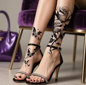 BAGHPBM 2pcs Black Flower & Butterfly Temporary Tattoo Stickers for Women - Waterproof, Long Lasting Fake Tattoos for Arms, Legs & Chest, Butterfly & Rose Design, Long Lasting Tattoos | Artistic Tattoo Design | Durable Tattoo Stickers, temporary tattoos