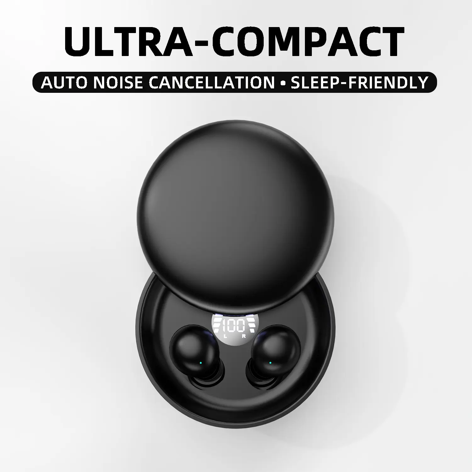 Ultra Mini Invisible Wireless Earbuds - Subway-Ready Electronic Audio Headset, Miniature Super Flat Lightweight Noise Cancelling In-Ear Headphones, Water Resistant, No Ear Pressure, Long-Lasting Batteries for Side Sleepers