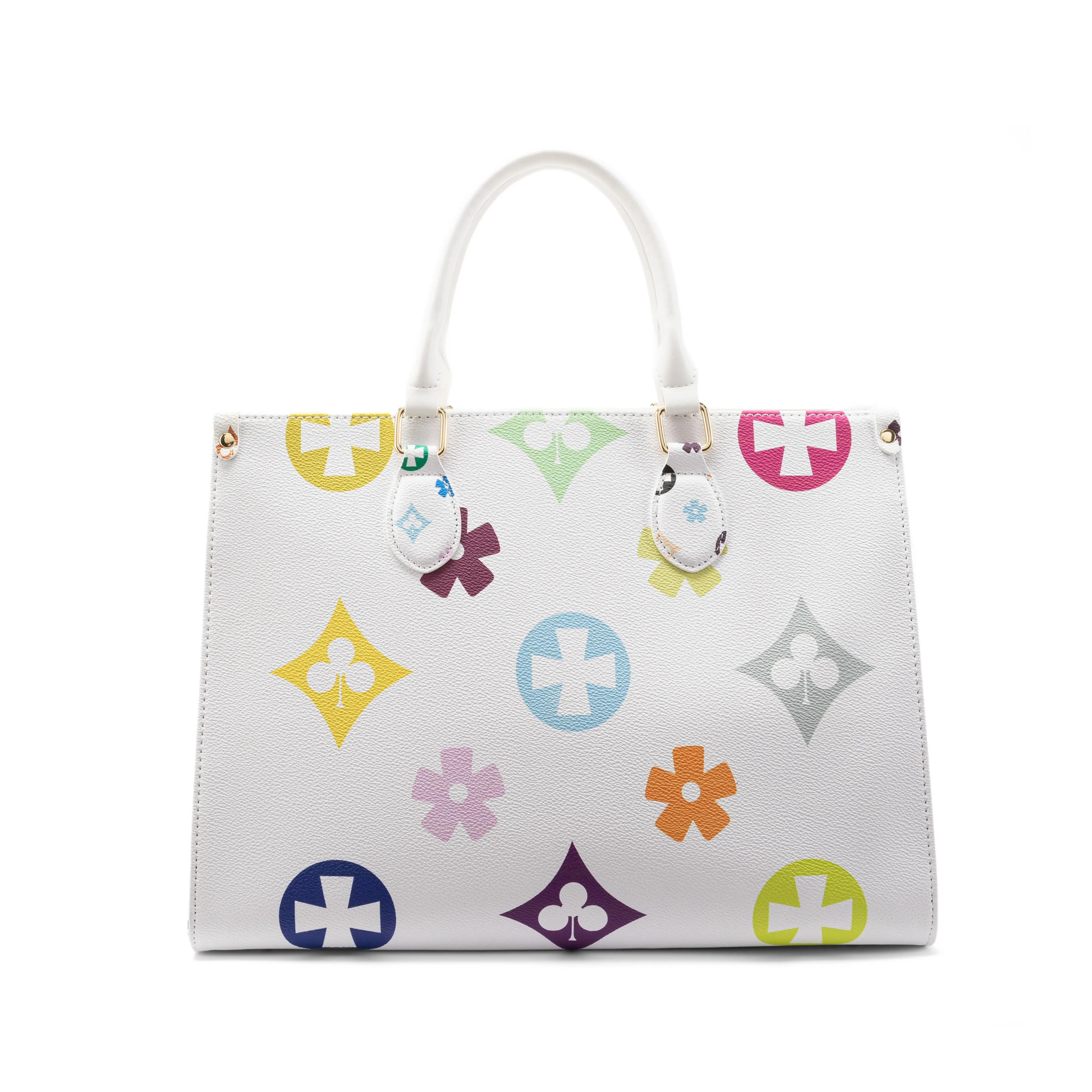 IVKMIVK Vintage Geometric Floral Print Tote Bag Women, Large Capacity Laptop Handbag, Top Handle Shoulder Purse for Office Travel, Viral TikTok Everyday Work Bag
