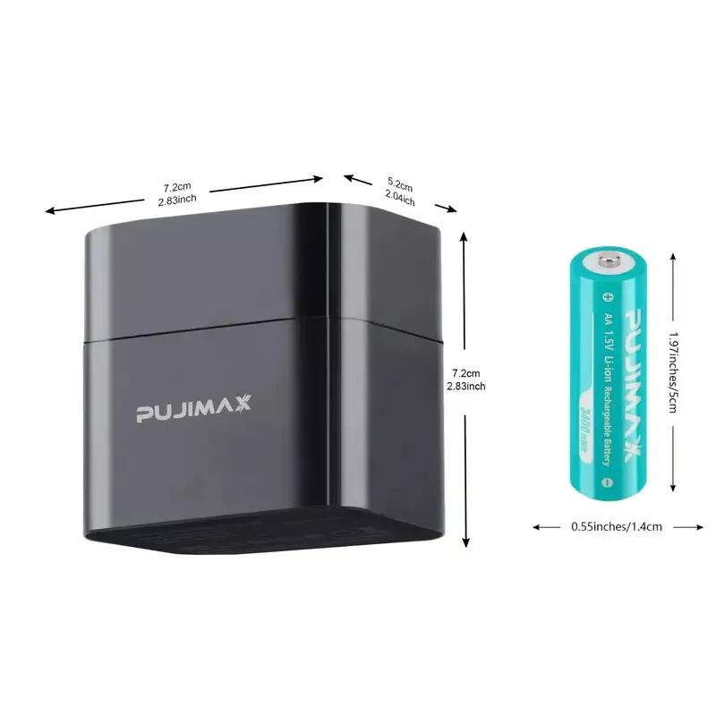 PUJIMAX 8 PCS AA 1.5V Rechargeable Lithium-ion Batteries 3400mWh + Charging Case