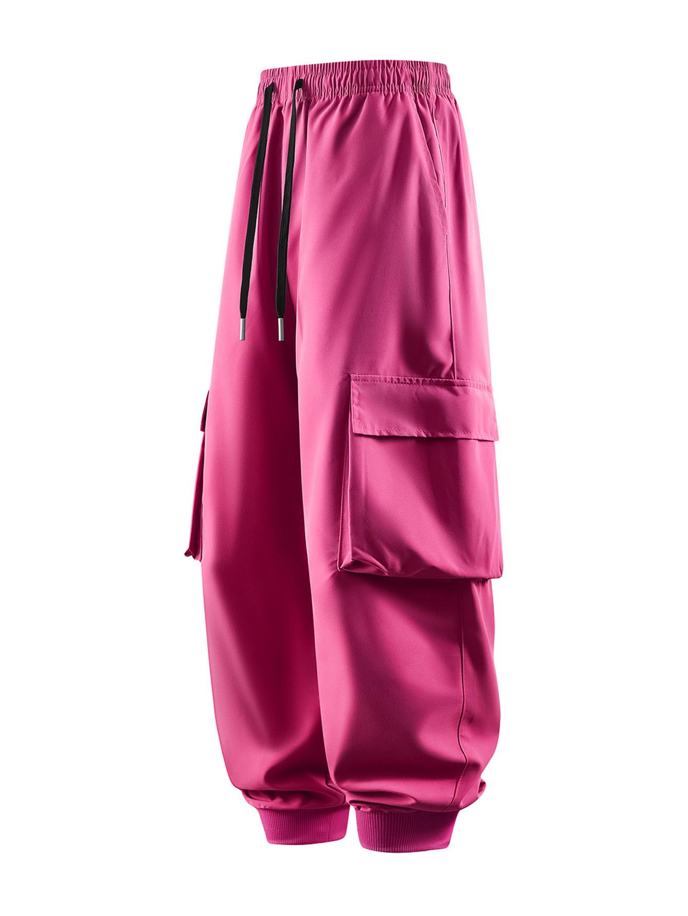 CCCMAI Men's Casual Solid Color Sports Pants, Casual Work Pants with Multiple Flap Pockets, Drawstring Waistband, Lightweight, Soft, Polyester, Outdoor Work Pants, Running Pants with Pockets, 100% Polyester Fiber, Non-Stretch Menswear