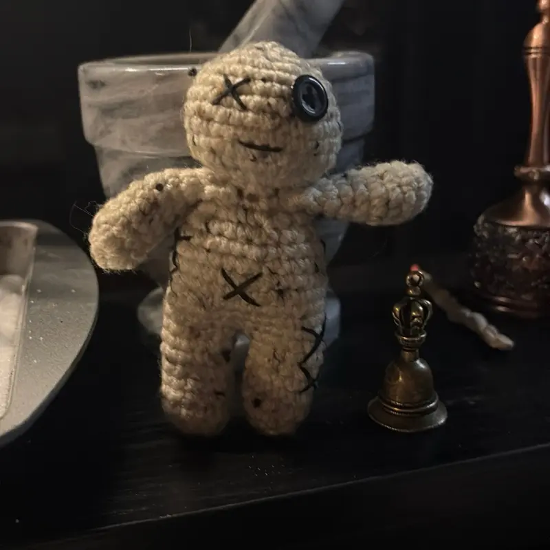 Handmade Crochet Voodoo Doll | Gothic Plush Decor | Witchy Collectible Gift