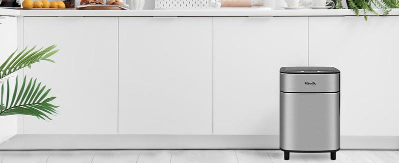 Susteas 2.7G Smart Sensor Trash Can – Hands-Free Stainless Steel Design, Space-Saving for Kitchen & Bathroom