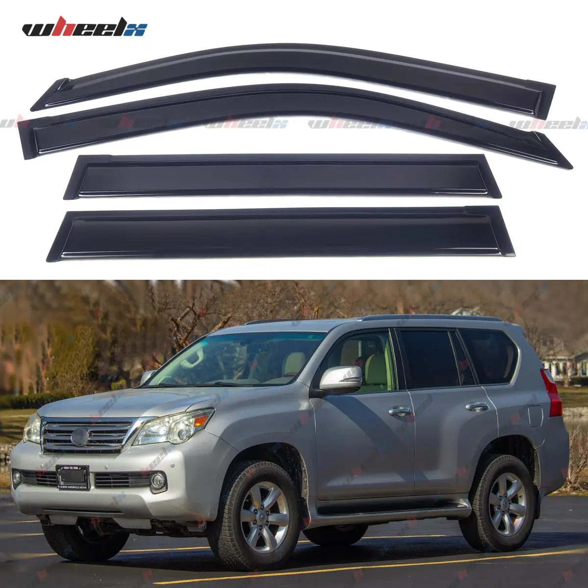 2010-2023 – Lexus GX460 All Models – 4Pcs Acrylic Side Window Visors Rain Guards Deflectors, Auto Accessories , Luxurious Look, Scratch-Resistant, Easy to Install, Rain Protection