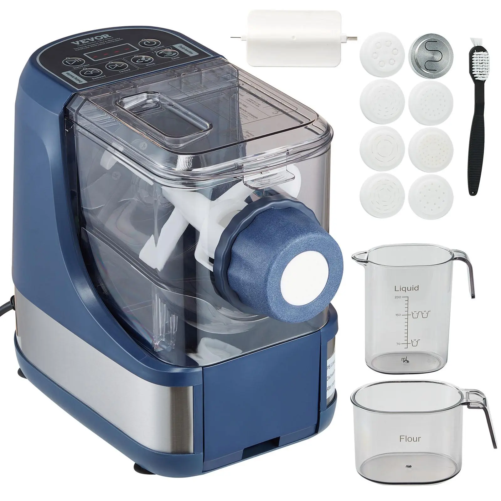 【Backtoschool】VEVOR Electric Pasta Maker, 150W Automatic Noodle Maker Machine with 8 Pasta Shapes, 4 Intelligent Modes, 500g Flour Capacity Pasta Maker Machine with Measuring Cups, Cleaning Brush for Home Kitchen