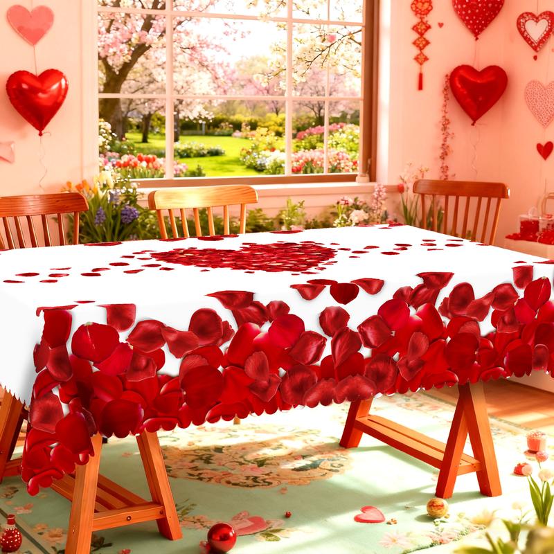 PUFMATE Romantic Valentine's Day Table Cover, Rectangle Round Table Cloth, With Rose Flower Love Heart Print Pattern, Wedding Decor, Candlelight Dinner Table Decoration, Outdoor Garden, Anniversary Party Decoration, Holiday Decoration,Valentine Gifts PUFMATE Romantic Valentine's Day Table Cover, Rectangle Round Table Cloth, With Rose Flower Love Heart Print Pattern, Wedding Decor, Candlelight Dinner Table Decoration, Outdoor Garden, Anniversary Party Decoration, Holiday Decoration,Valentine Gifts