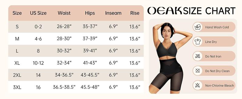 OEAK Comfortable Shapewear for Women Tummy Control High Waisted Shapewear Shorts Targeted Compression Breathable Body Shaper