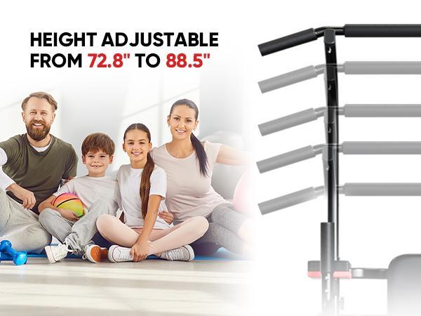 Pull Up Bar Dip Bar Power Tower Height Adjustable,Multi-Functionfor Fitness Home Gym Strength Training Workout Equipment 330LBS Weight Capacity