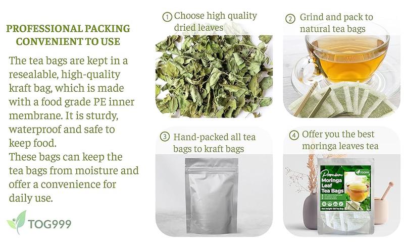 Moringa Leaf Tea Bags, 100% Natural & Pure from Moringa Leaves. Loose Leaf Moringa Herbal Tea. Moringa Leaf Tea. No Sugar, No Caffeine, No Gluten, Vegan. Beverage Moringa Leaf Tea Bags, 100% Natural & Pure from Moringa Leaves. Loose Leaf Moringa Herbal Tea. Moringa Leaf Tea. No Sugar, No Caffeine, No Gluten, Vegan. Beverage