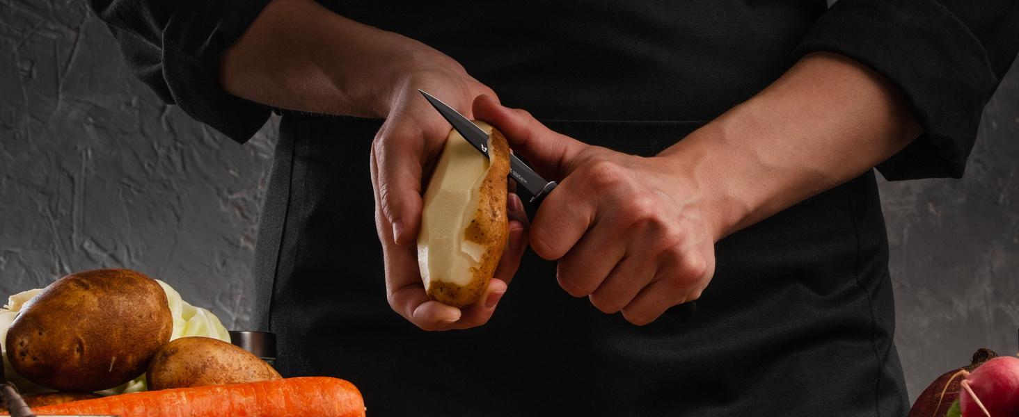 Astercook Kitchen Knife Set, Built-in Knife Sharpener, Dishwasher Safe, Knife Set with Steak , black Kitchen Knives Block Home Multicolor Cutting