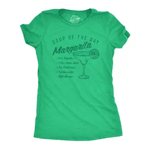 Womens Soup of The Day Margarita T Shirt Funny Tequila Recipe Graphic Tee Funny Womens T Shirts Cute Vintage Fashion Casual Ladies T-Shirt Gift Funny Drinking Top Women's Novelty Tees Green