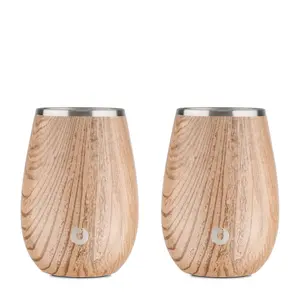 Stainless Steel Sauvignon Blanc Wine Glass, Set of 2 - Natural Teak