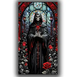Gothic Skull Diamond Art Kits For Adults,Diamond Painting Kits, Full Round Diamond Mosiac Kits For Adults, Diy Handicrafts, Art And Crafts For Home Decor, 16x32 Inch