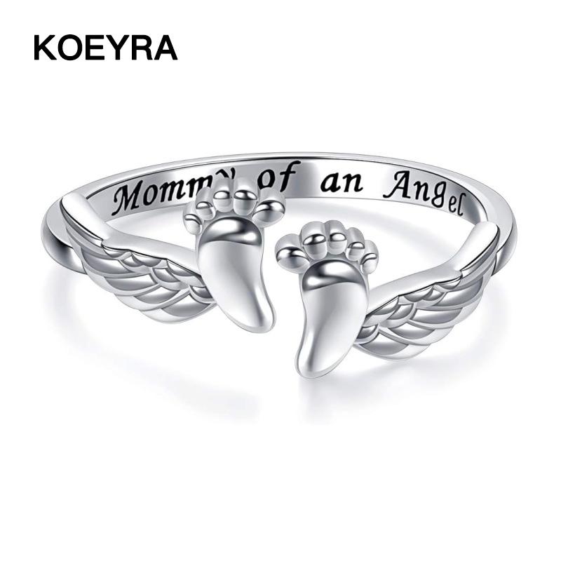 Adjustable Letter & Wing Design Cuff Ring, Fashionable Jewelry for Women, Elegant All-match Fashion Accessories for Daily Wear, Personalized Angel Ring, Engraved Ring