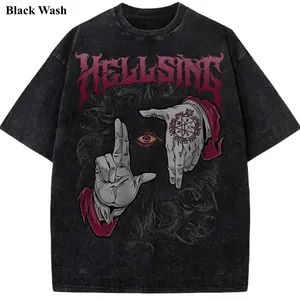 Alucard Vintage Wash Tee, Hellsing T-shirt, Anime Graphic Tees, Unisex Shirt, Anime Gift For Fan, Gym Workout Shirt, Menswear Womenswear Crew Neck Oversize Fit Heavy Cotton