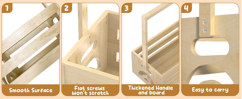 Wooden Baby Shower Crate Closet Wood Basket for Gifts with Handle Boy Girl Clothes Gender Reveal Storage Box for Newborn New Parent