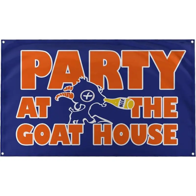 Blue Mountain State "Funny Party At The Goat House" Banner, Motivational Home Decor for College Dorm & Office Spaces, Banners