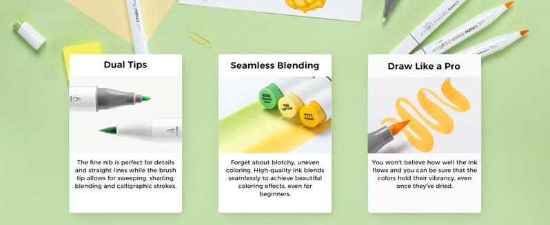 Ohuhu Alcohol Markers: Brush & Fine Dual Tips - 48 Colors - Alcohol-based Art Sketch Marker Set for Artist Adults Coloring Illustration - Refillable - AP Certificated - Honolulu B Series of Ohuhuart