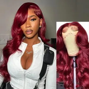[US Warehouse]SheReigns 99J Burgundy Lace Front Wigs Human Hair 180% Density 13X4 HD Lace Frontal Human Hair Wigs For Woman 99J Body Wave Wig  Pre Plucked with Baby Hair Red Wine Wigs for Women
