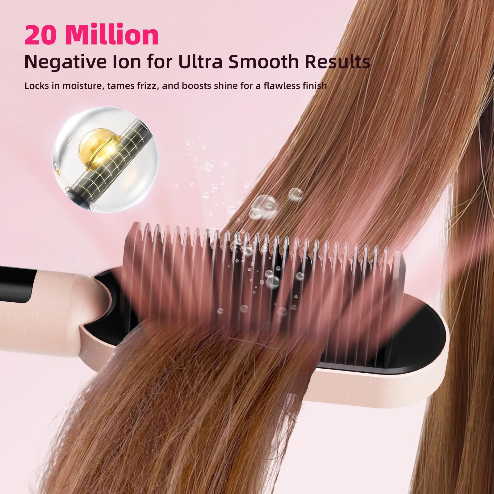 Maibel Women's Ring Hair Straightener Brush Professional Straightening Iron with Integrated Comb Fast Heating Anti-Scald Design Salon Perfect Hair at Home 3-Speed Precision Temperature Control Travel-Ready Compact Design Maibel Women's Ring Hair Straightener Brush Professional Straightening Iron with Integrated Comb Fast Heating Anti-Scald Design Salon Perfect Hair at Home 3-Speed Precision Temperature Control Travel-Ready Compact Design