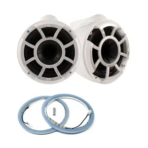 Wet Sounds REV 10 X Mount Tower Speakers with Wet Sounds LEDKITREV10-RGB RGB LED Speaker Rings - White