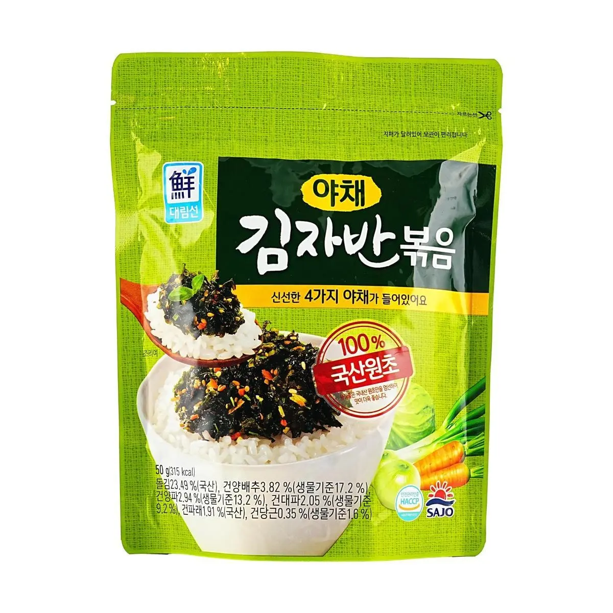 SAJO Korean Roasted Seaweed Flakes - Savory Seasoned Gim for Bibimbap & Rice, Vegetable Flavor, 50g