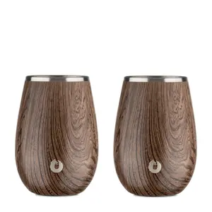 Stainless Steel Sauvignon Blanc Wine Glass, Set of 2 - Dark Walnut