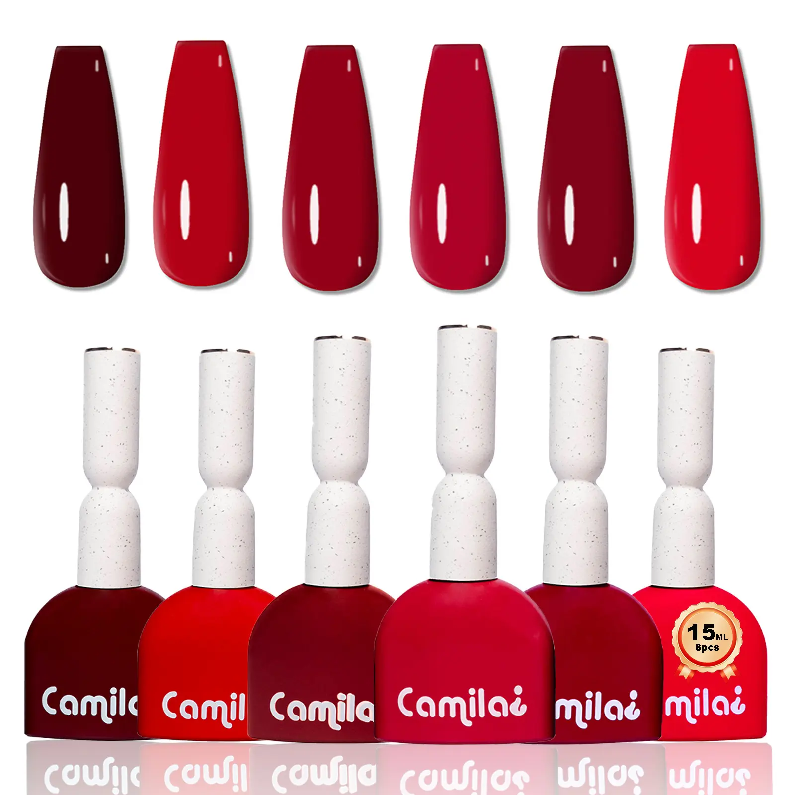 Summervibes Camila Gel Polish 6PCS (15ml) – Burgundy Red, HEMA & TPO-Free, Long-Lasting UV Soak-Off DIY Nails