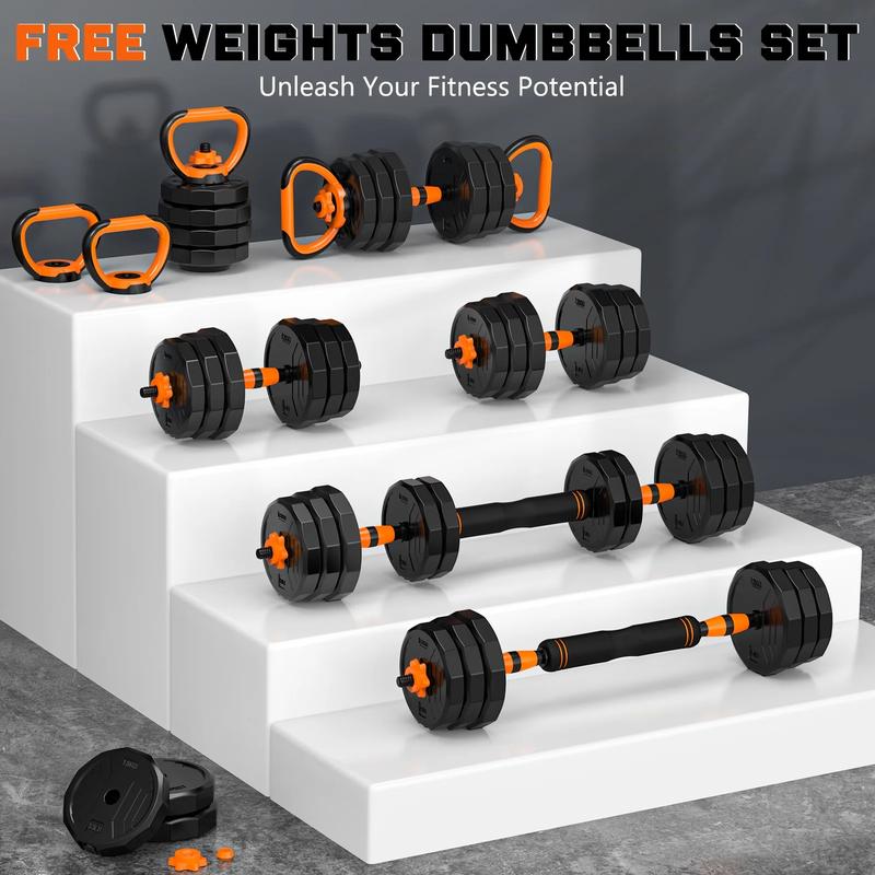 GIKPAL 44Lb 4-In-1 Adjustable Dumbbells Set Free Weight Set with Connector Used as Barbell, Kettlebells, Push up Stand, Fitness Exercises for Home Gym Suitable Men/Women