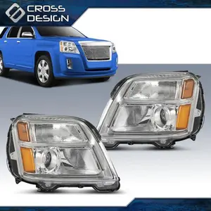 CROSSDESIGN Pair Projector Headlight Fit For 2010-2015 GMC Terrain With Bulb and Socket
