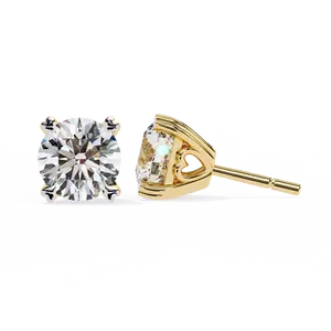 2.57 Carat Round Cut Lab Grown Diamond Earrings With 4 Heart Prongs