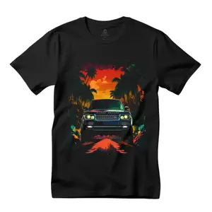 Black Threadz Menswear Short-Sleeve Round Neck Range Rover T-Shirt, Streetwear Fashion Top for Automotive Elegance Enthusiasts