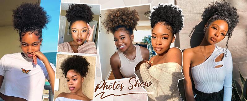 Afro Puff Drawsting Ponytail Burgundy 8 Inch Synthetic Hair Puff Durable Natural Soft and Smooth Natural Ponytails Extensions for Black Women