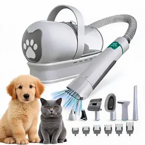All-in-One Professional Dog and Cat Shedding Care Appliance, Multipurpose Grooming Vacuum Device with Hair Trimmer, Adjustable Speed Clipper and Nail Smoother