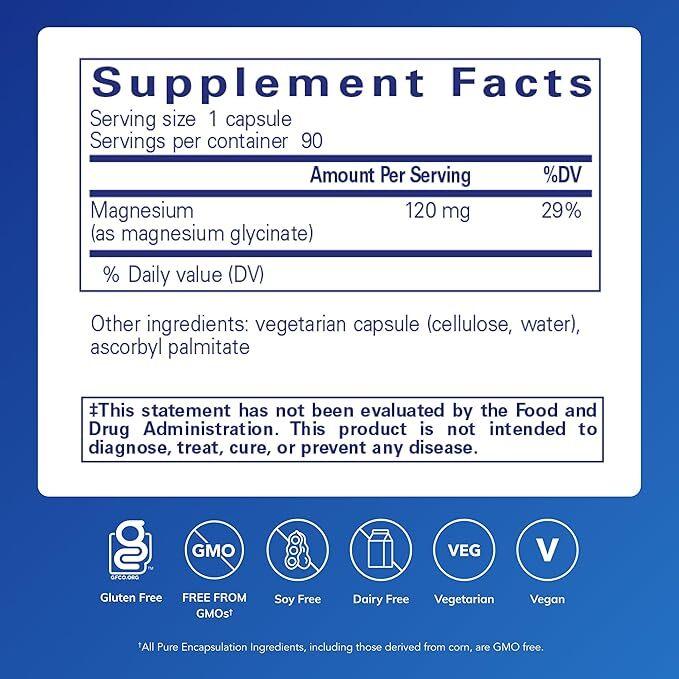 Pure Encapsulations Magnesium Glycinate – 90 Capsules | Muscle Support Magnesium Supplement Pure Encapsulations Magnesium Glycinate – 90 Capsules | Muscle Support Magnesium Supplement