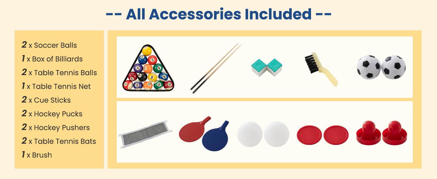 Costway 4-in-1 Multi Game Table, Combo Foosball Game Table Top w/Billiards, Ping Pong, Push Hockey for Home, Game Room, Family Night & Arcade, Wood Combination Game Table Set for Adults