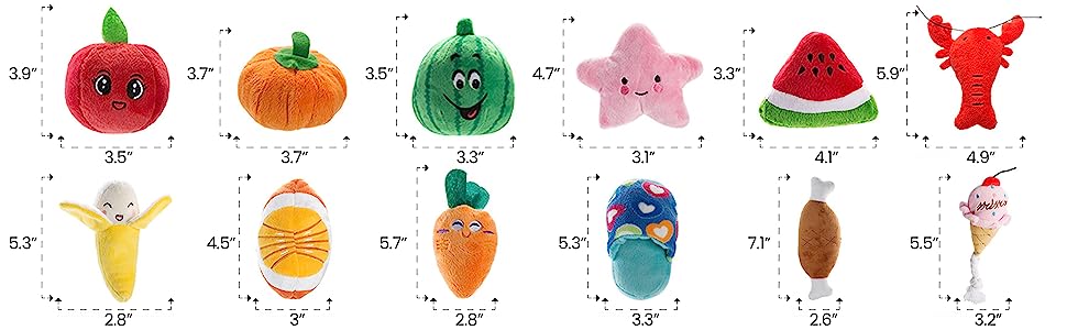 Nocciola 12PCS Dog Squeaky Toys with Takeout Bag, Cute Plush Small Dog Toys for Small Medium Large Dogs, Dog Chew Toys for Aggressive Chewer, Dog Birthday Gifts #backtoschool #sohochic