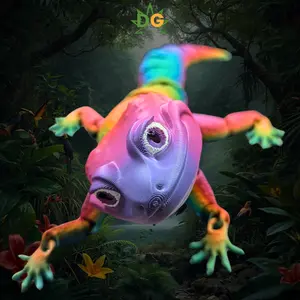 Vibrant Rainbow Articulated Crested Gecko Flexi | 3D Printed collectible gifts