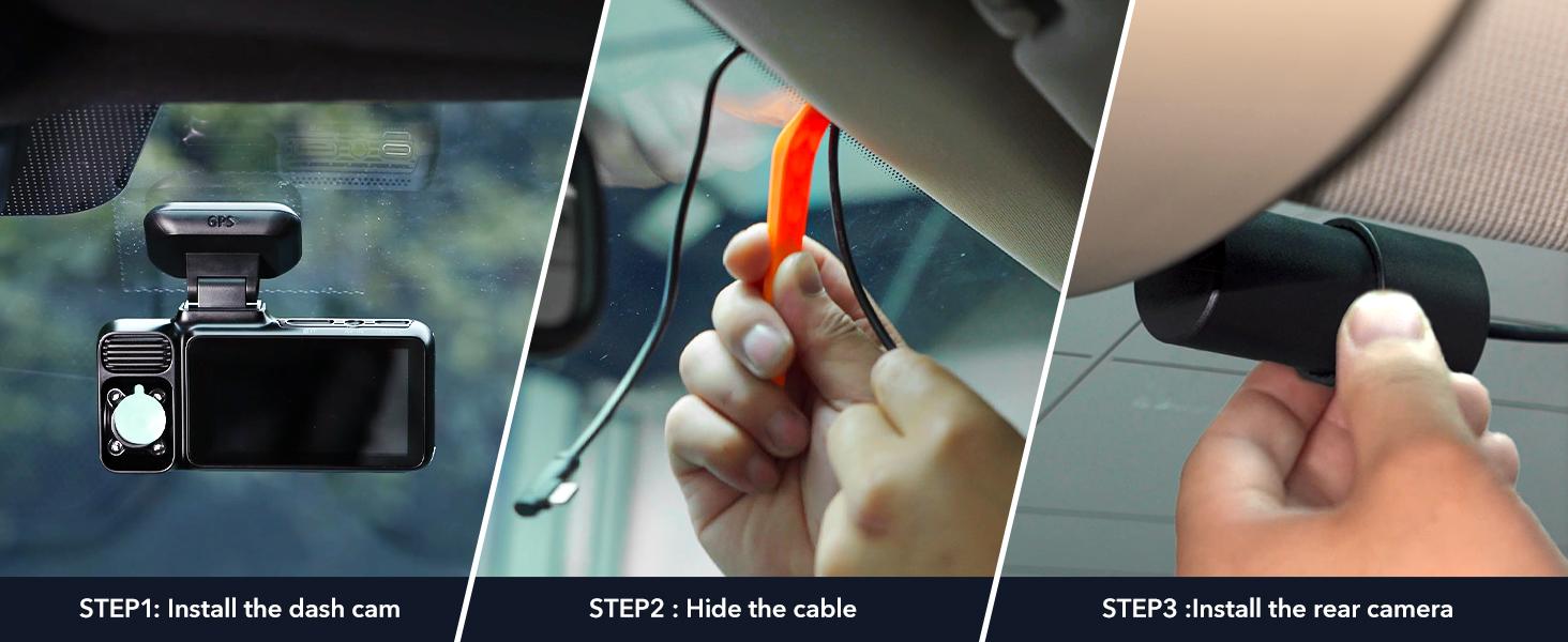 REDTIGER F17 4K 3-Channel Dash Cam with 5GHz WiFi GPS, 64GB Card, 2160P+1080P+1080P Cameras, IR Night Vision, Parking Mode, Fathers Day Gift