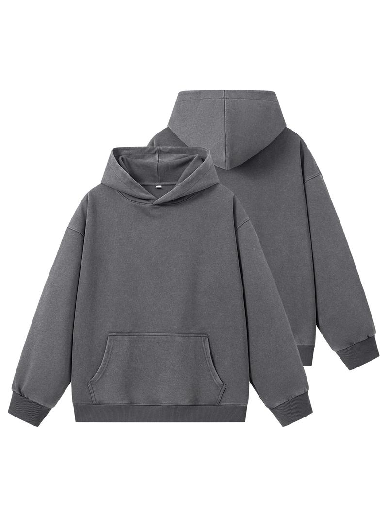 CCCMAI Men's Solid Color Loose Fit Hooded Sweatshirt Regular Fit Casual Long Sleeve Hoodie for Fall & Winter Men's Clothing for Everyday Wear with Quality Hem and Cuff Design Menswear Tops Pullover
