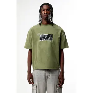 Pacsun Men's Green What Remains Cropped Boxy T-Shirt