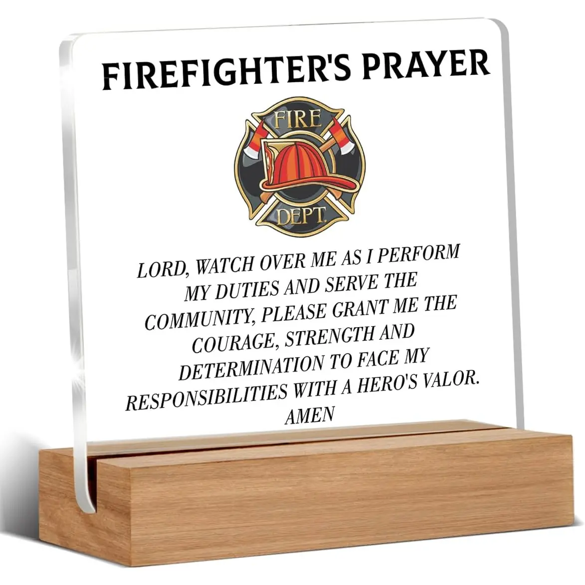 Firefighter Gifts for Men Dad Husband, Firefighters Prayer Acrylic Plaque Fireman Gifts, Firefighter Accessories Decorative Desk Decor