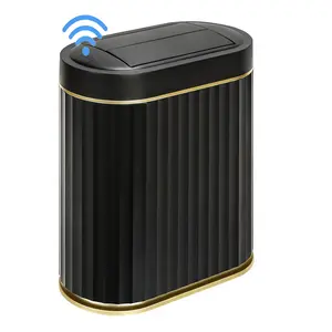 ZENSWIPE  Motion Sensor Trash Can with Lid, Touchless Design, Waterproof Plastic, Suitable for Kitchen, Bathroom, Bedroom, and Outdoors Springtok White Home Goods Smart Bin Black