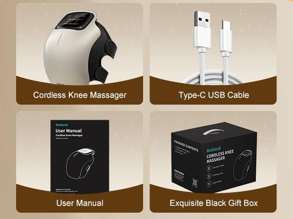 Nekteck Cordless Knee Massager with Heat & Red Light Therapy, 3 Heating Levels & 3 Vibration Modes, Electric for Knee Pain Relief & Women's Gift