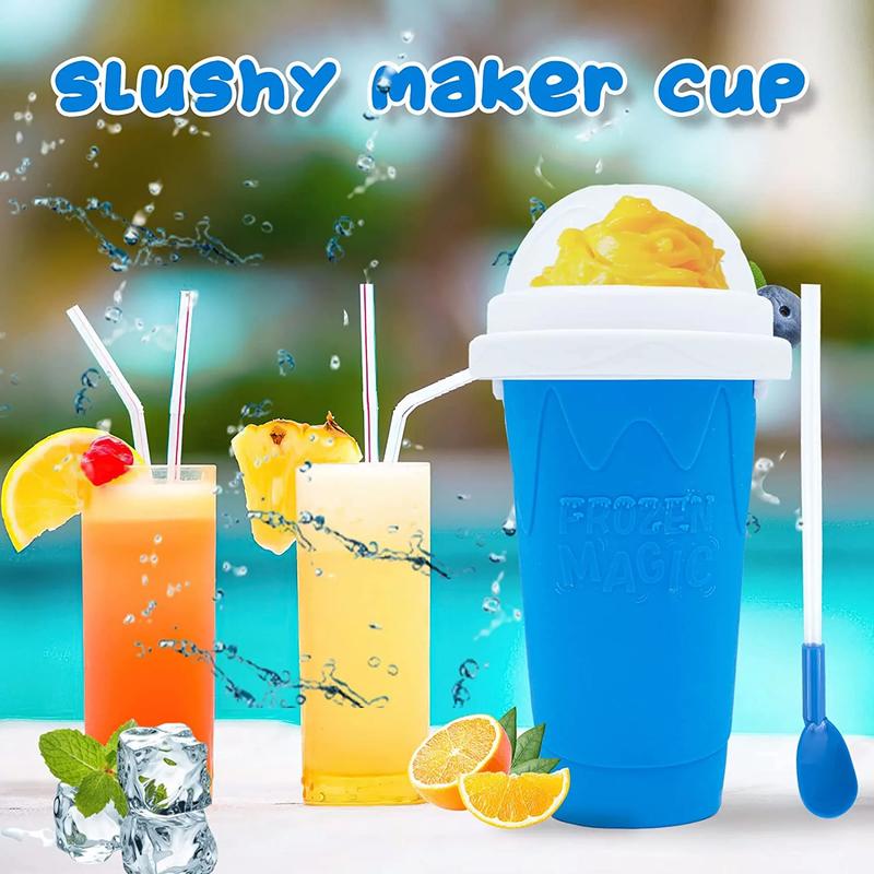 Magic Slushy Maker Squeeze Cup Slushie Maker, Slushie Cup, Slushy Cup, Homemade Milk Shake Maker Cooling Cup for Children Utensils Kitchen Blue Pink